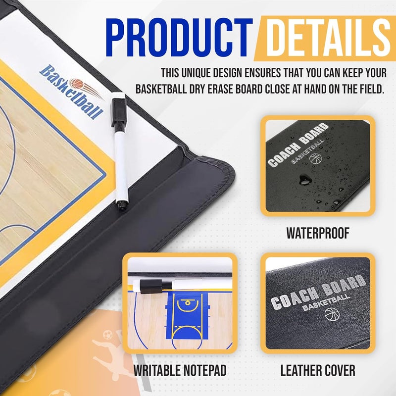 ZPU Dry Erase Coaching Board, Magnetic Coaches Clipboards, Portable Foldable Tactics Board with Dry Erase Marker Pen and Magnets – Basketball, Football, Soccer, Hockey - Image 3